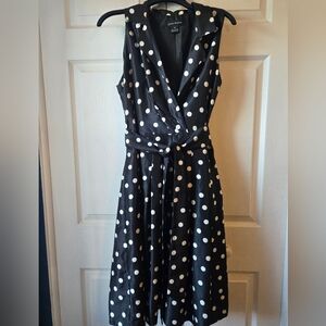 Jessica Howard Black and White Polka Dot Midi Dress